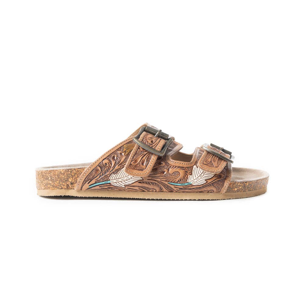 Falling Feather Sandals In Dark Brown: Dark Brown / 9