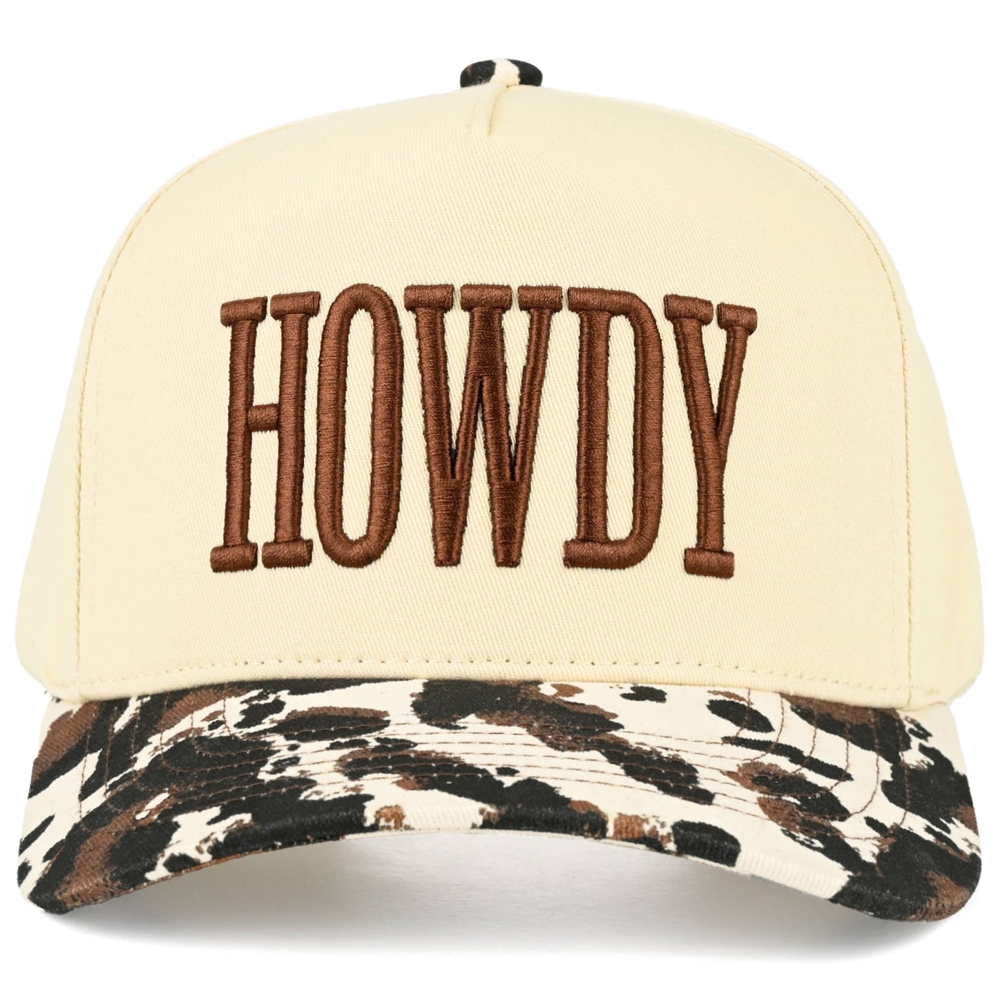 C.C HOWDY Embroidered Letter with Cow Print Trucker Hat