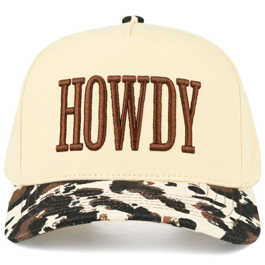 C.C HOWDY Embroidered Letter with Cow Print Trucker Hat