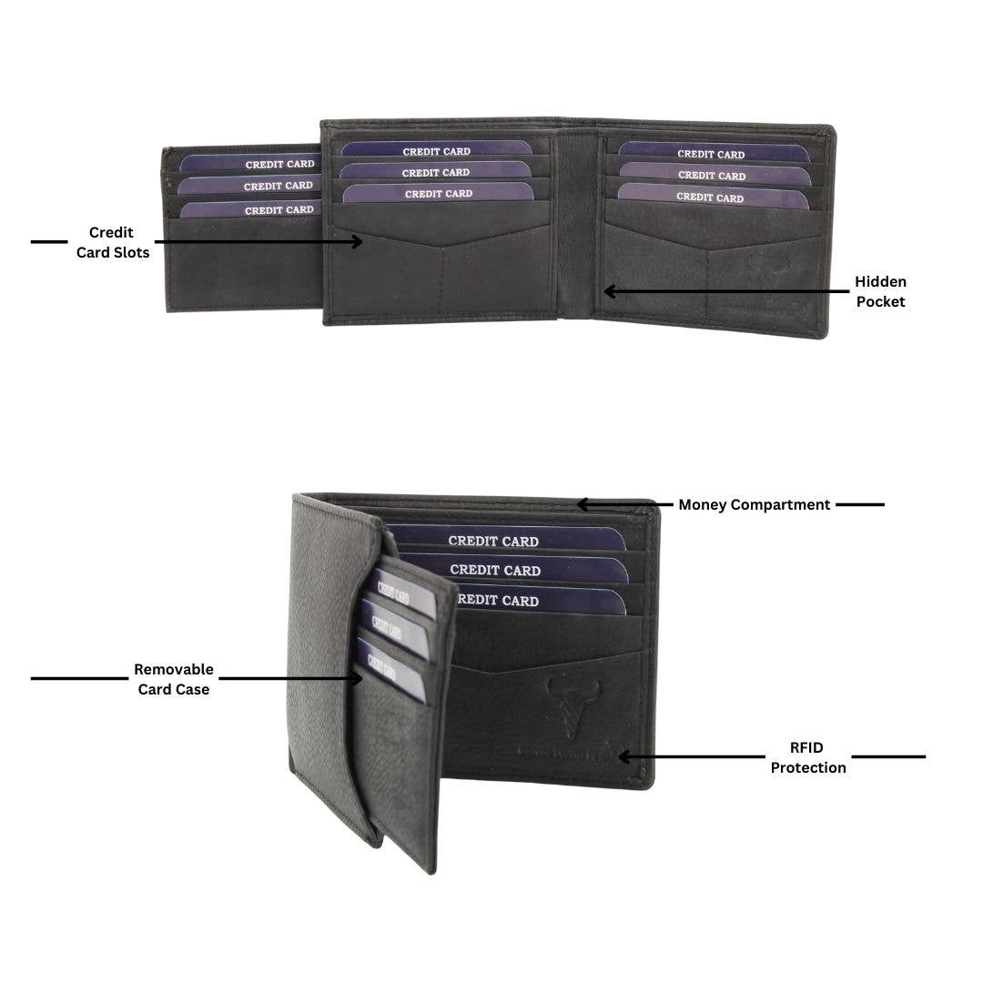 Bifold Wallet w/ Removable Card Sleeve 15725: Brown