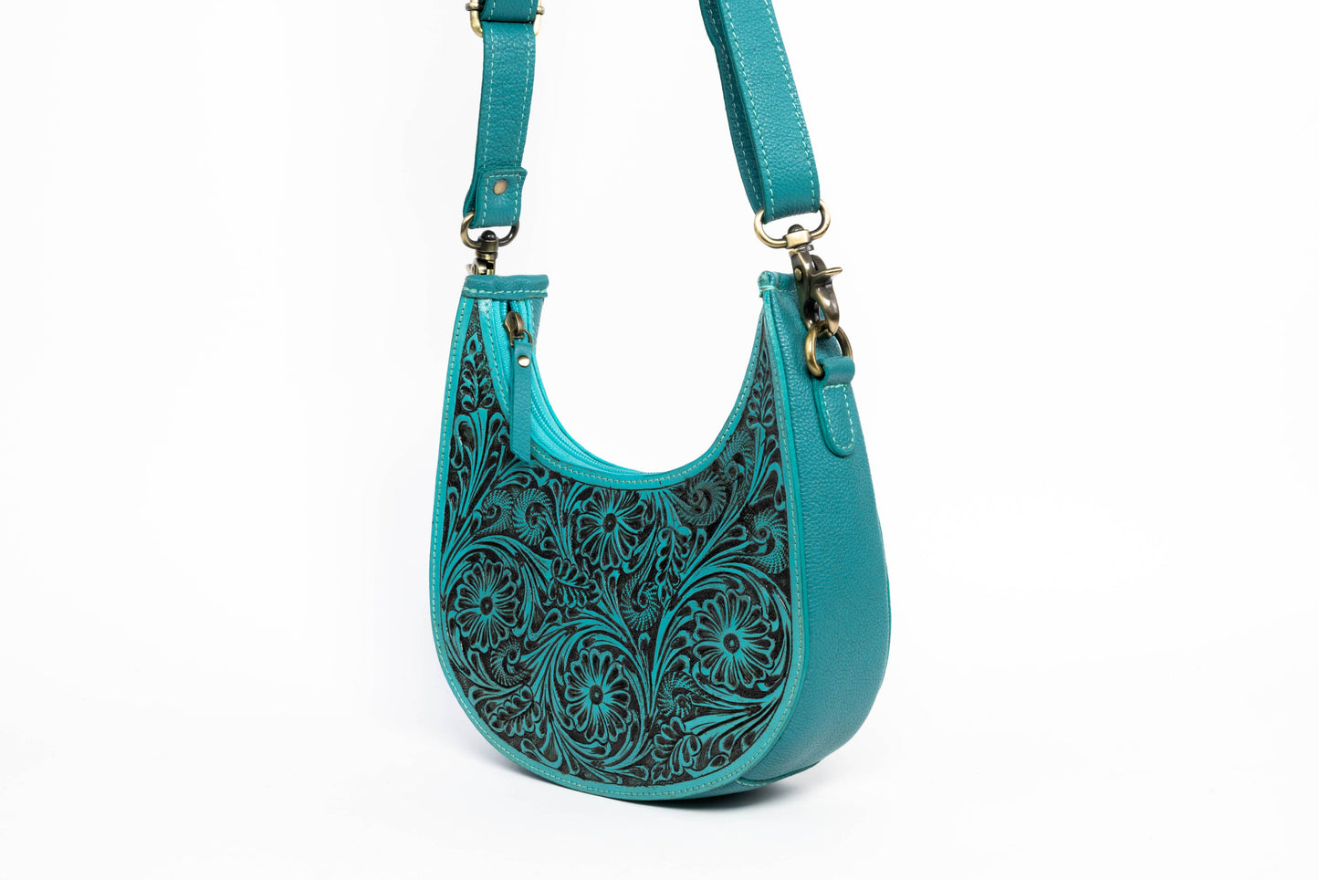 Turquoise Half-Moon Leather Shoulder Bag ABHB 18-25210