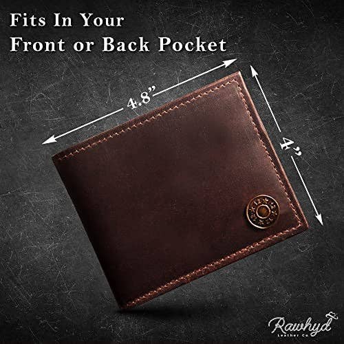 Shotgun Shell Hunting Wallet - Full-Grain Leather Wallets for Men - RFID Blocking Wallet – Western Wallets for Men w/ 7 Card Slots – Slim & Durable Mens Western Wallet - Great Hunting Gifts for Men