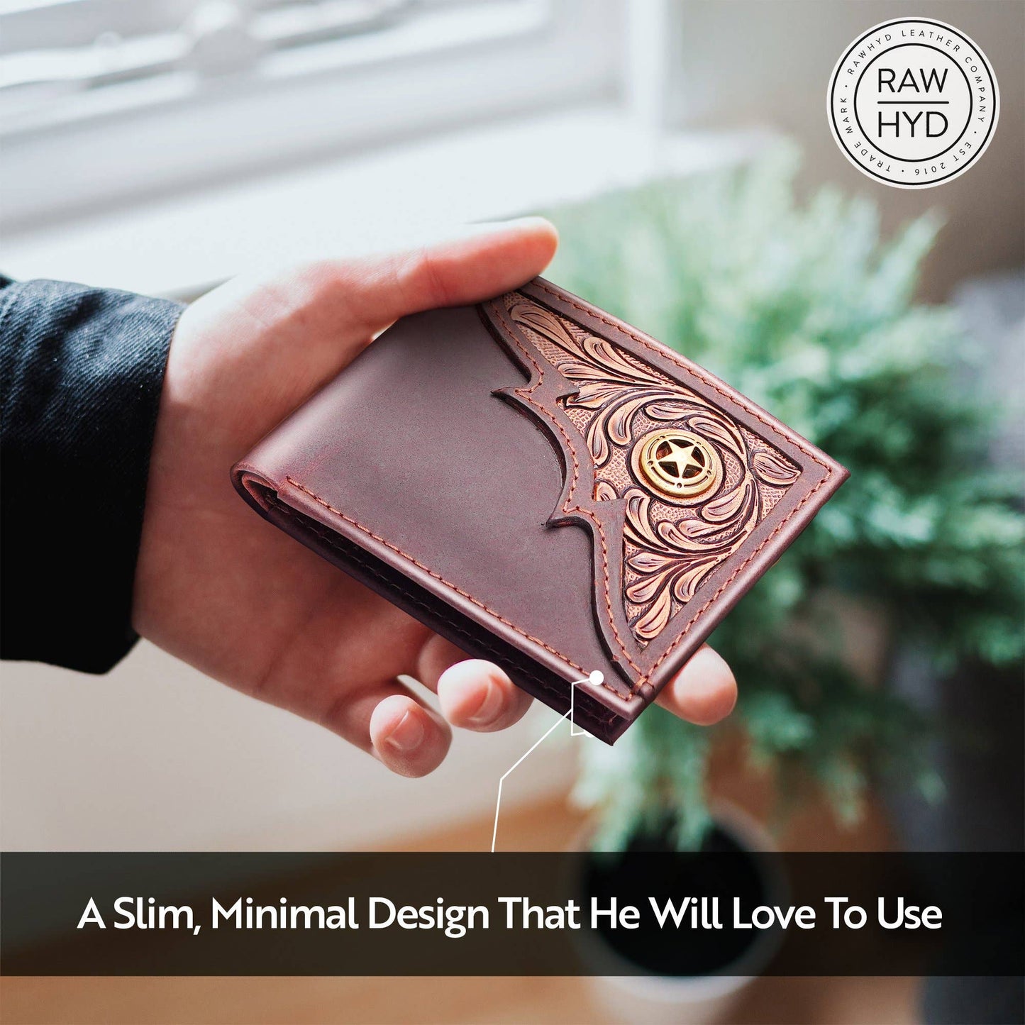 Western Wallets for Men Bifold, Mens Western Billfolds Tooled Leather & Concho