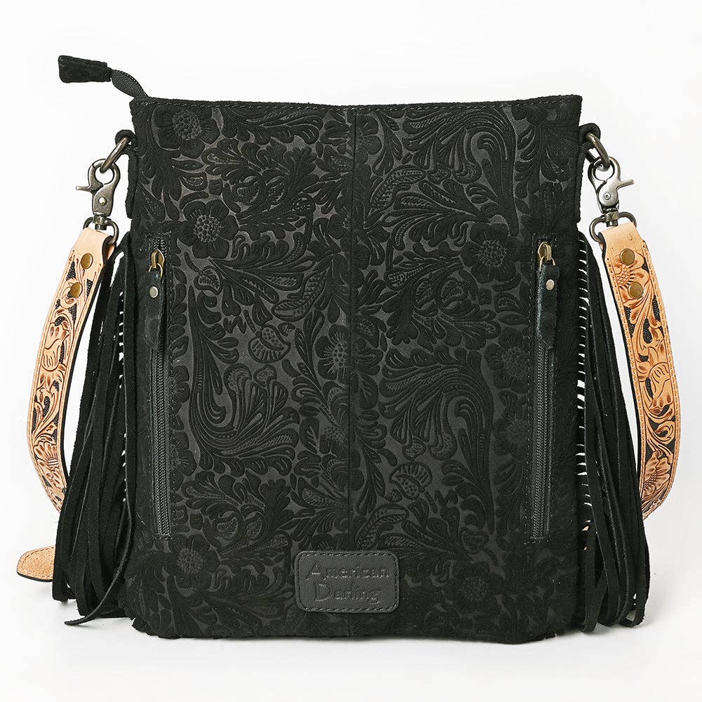 Black Messenger Genuine Western Leather Women Bag Freda: ADBGS192DM1D