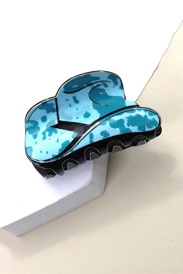 WESTERN COWGIRL BOOT HAIR CLAW CLIPS  40H569: COW WHITE