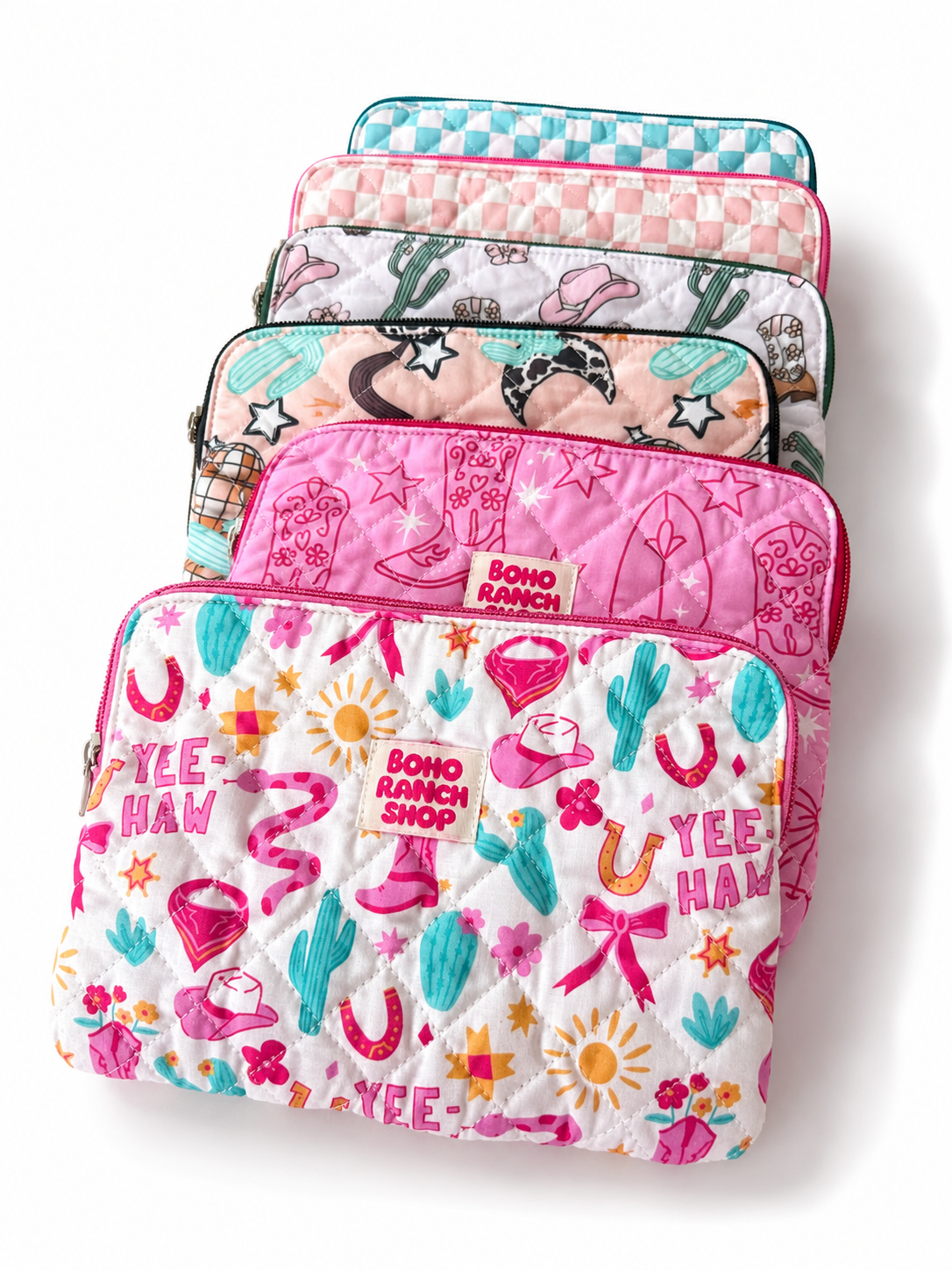 Fabric Accessory Pouch, Western Makeup Bag, Cosmetic Bag: YEEHAW DOODLE