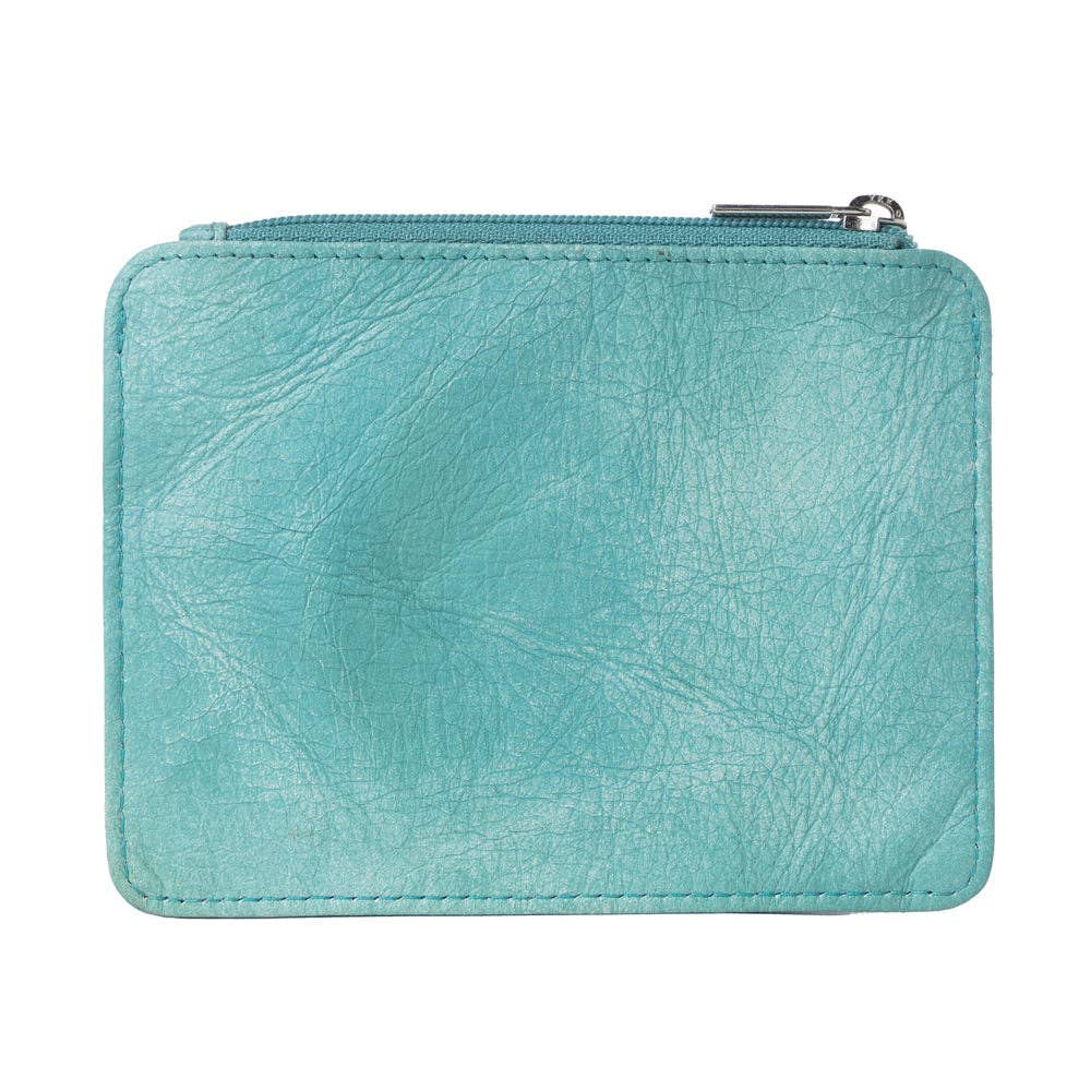 Driftwood Cove Embossed Leather Credit Card Holder in Ocean Sage: Ocean Sage