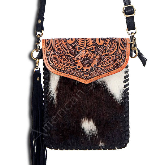 ADBGD115 Crossbody Hair-On Genuine Western Leather Women Bag: Cowhide will vary