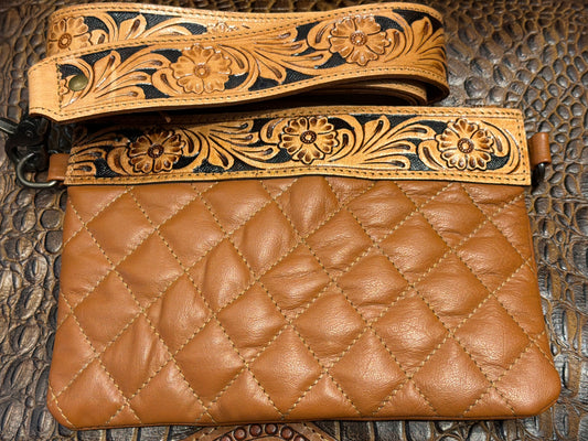 Quilted Tooled Leather Crossbody