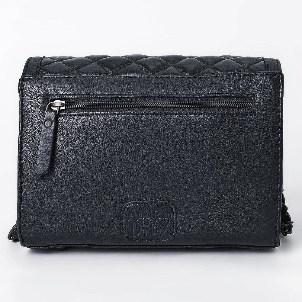 ADBG1685 American Darling Quilted Leather Crossbody | Hand-Tooled Floral Accent Purse: ADBG1685