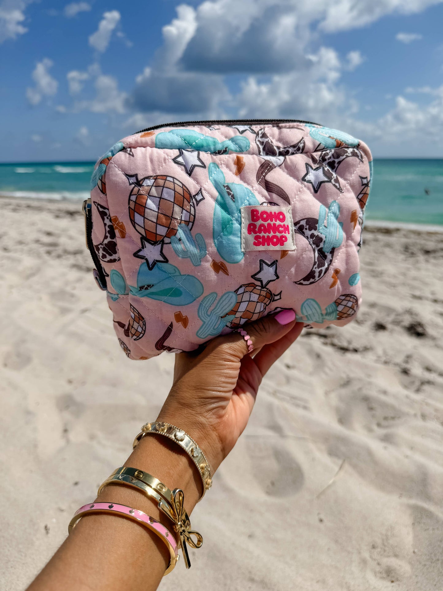 Fabric Western Makeup Bag Organizer | Cowgirl Cosmetic Bag : RODEO BARBIE
