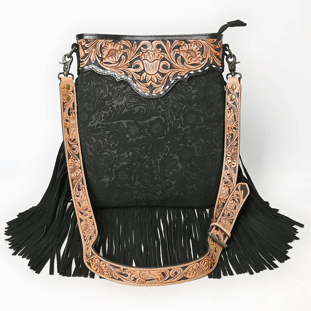 Black Messenger Genuine Western Leather Women Bag Freda: ADBGS192DM1D