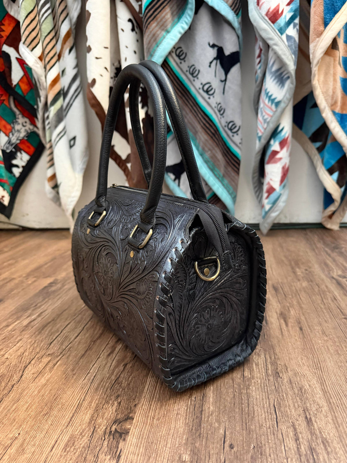 Medium Black Fully Tooled Leather Speedy Purse
