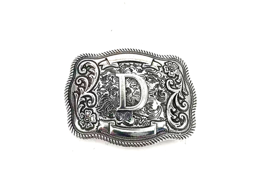 Western Filigree Initial Belt Buckle: D
