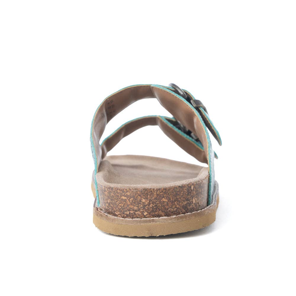 Prairie Wind Embossed Leather Sandals in Western Jade: Western Jade