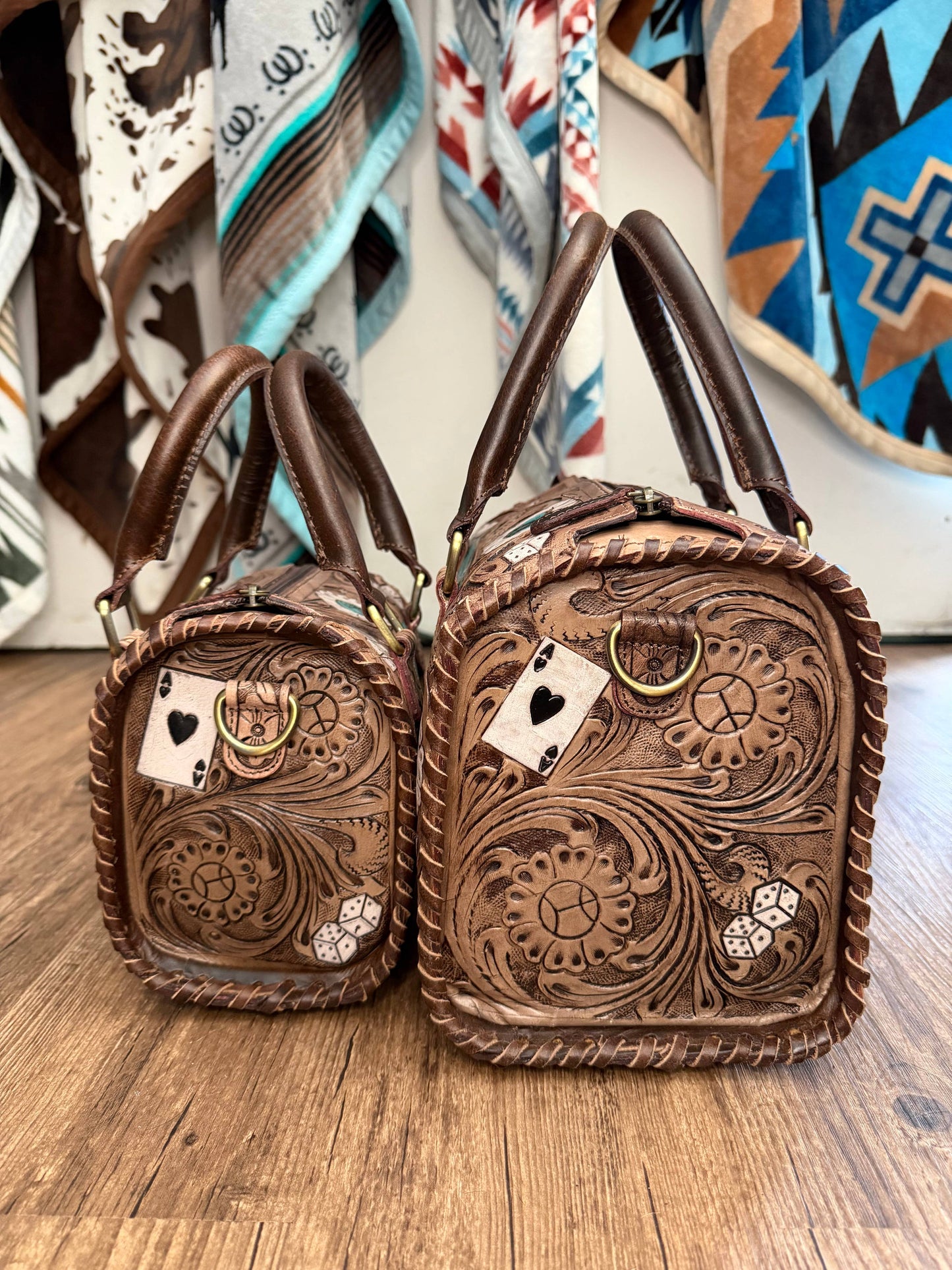 Aces Turquoise Tooled Leather Western Speedy Purse   : Small
