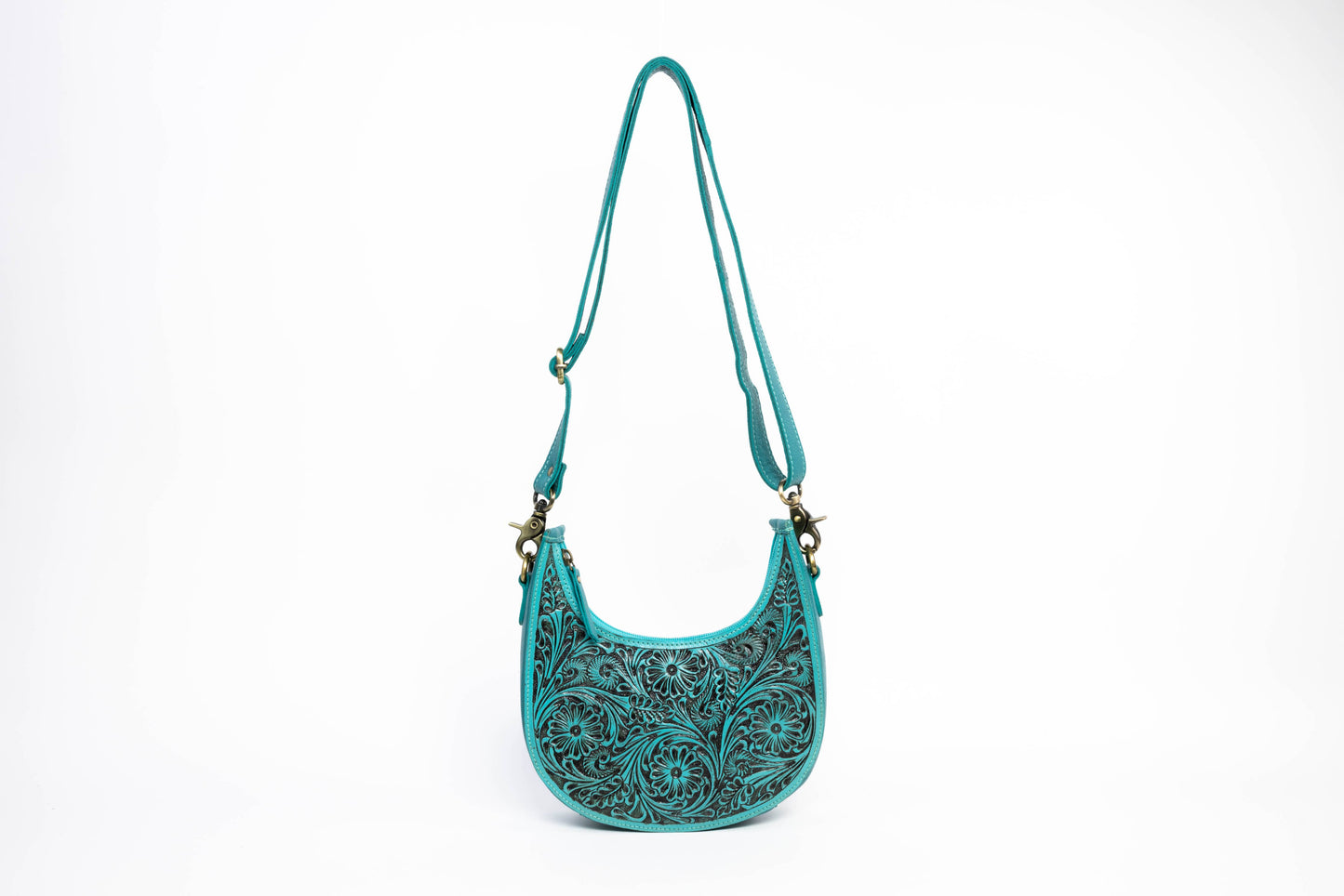 Turquoise Half-Moon Leather Shoulder Bag ABHB 18-25210