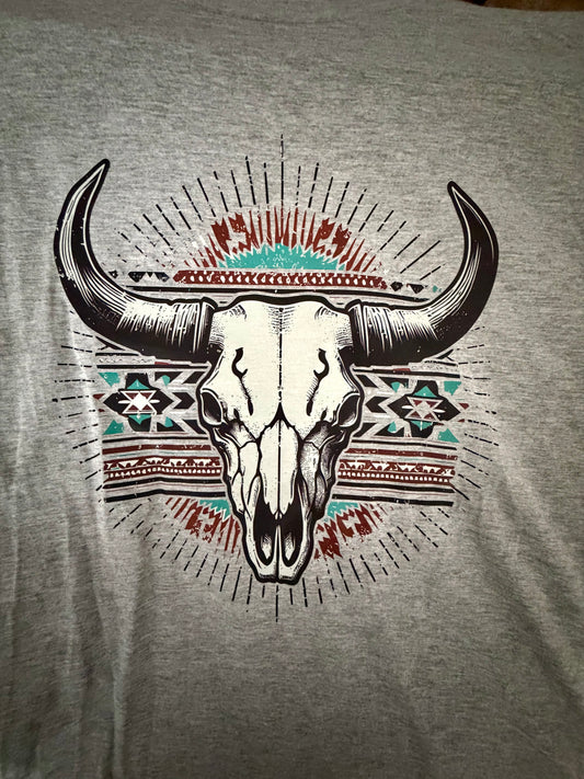 Gray Aztec Skull Tee