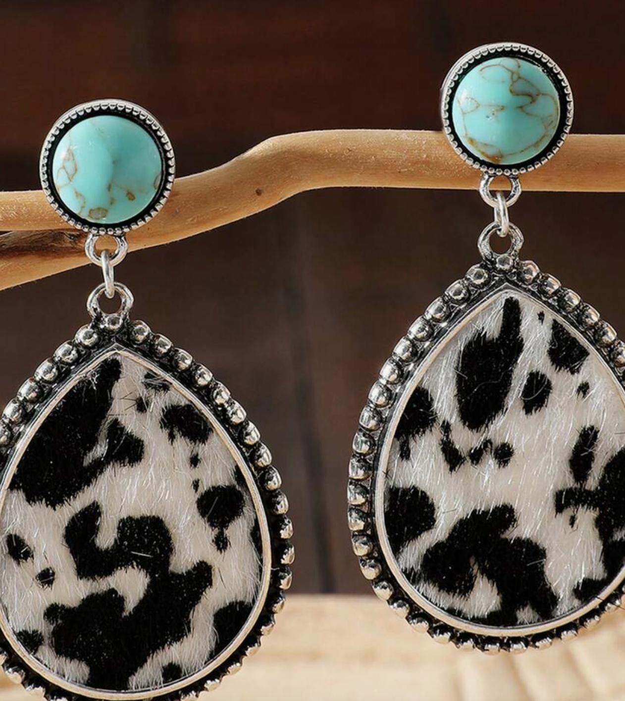 Cow print Turquoise earrings 