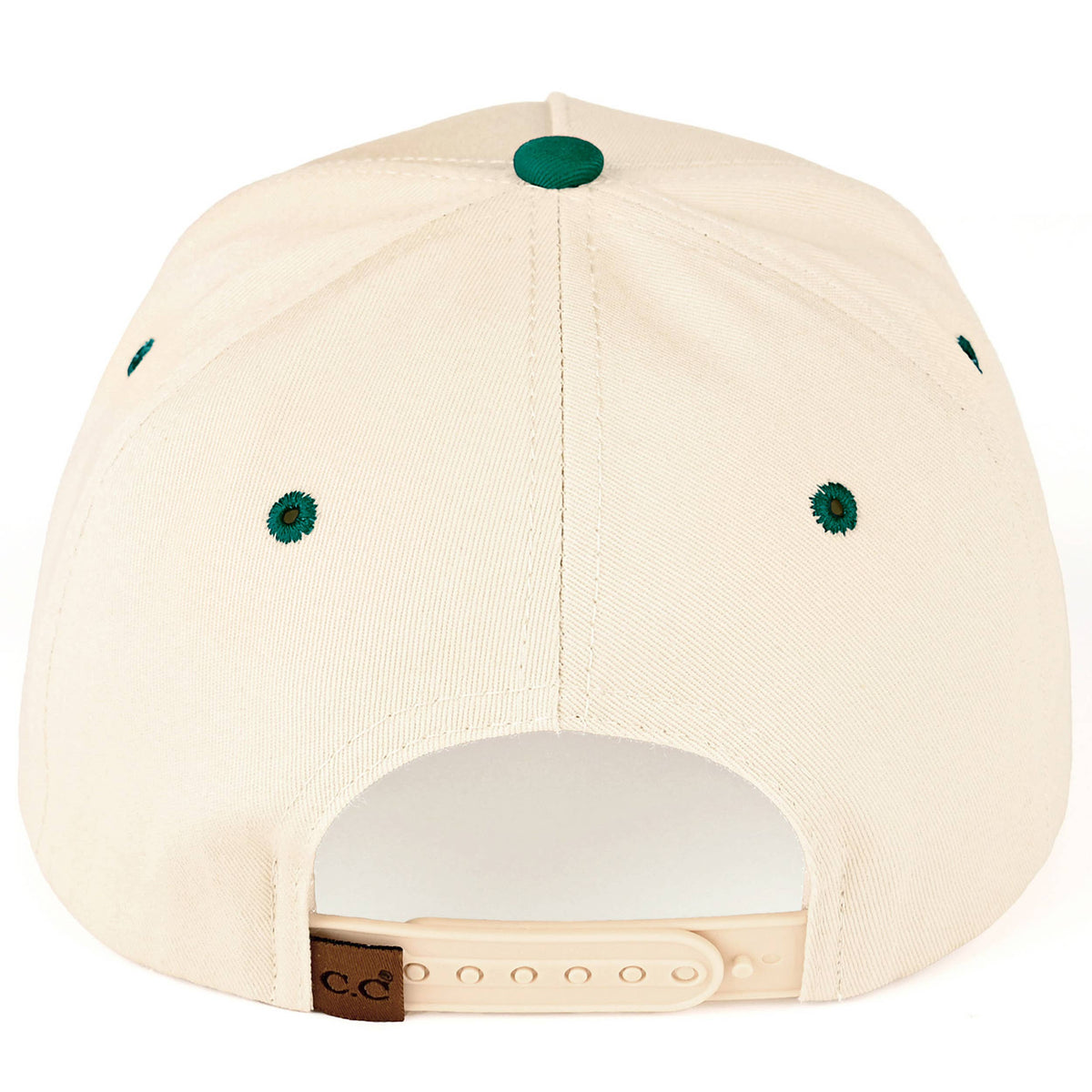 C.C RODEO Letter Embroidered Snapback Trucker Hat: Navy