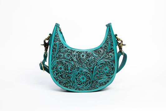 Turquoise Half-Moon Leather Shoulder Bag ABHB 18-25210