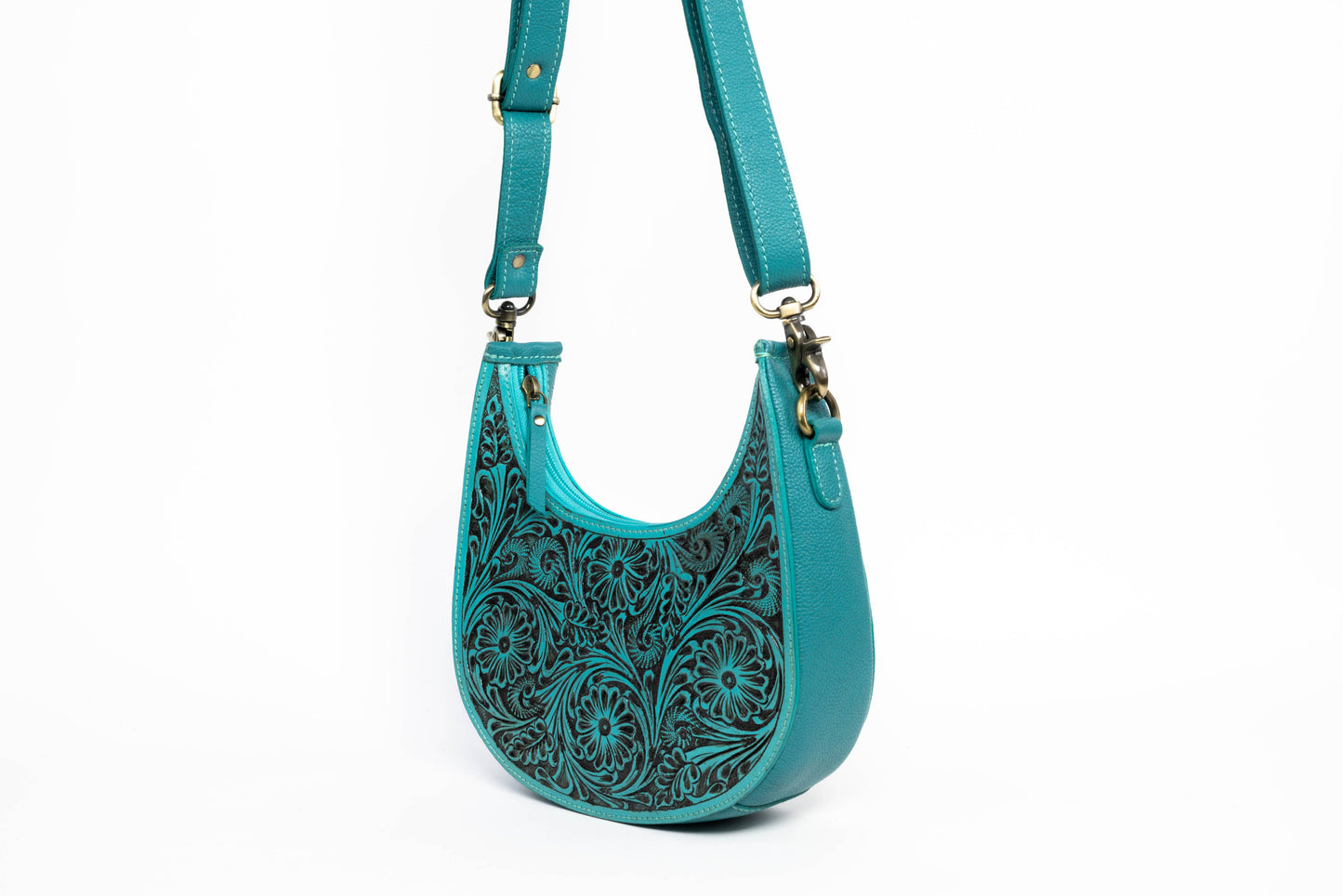 Turquoise Half-Moon Leather Shoulder Bag ABHB 18-25210