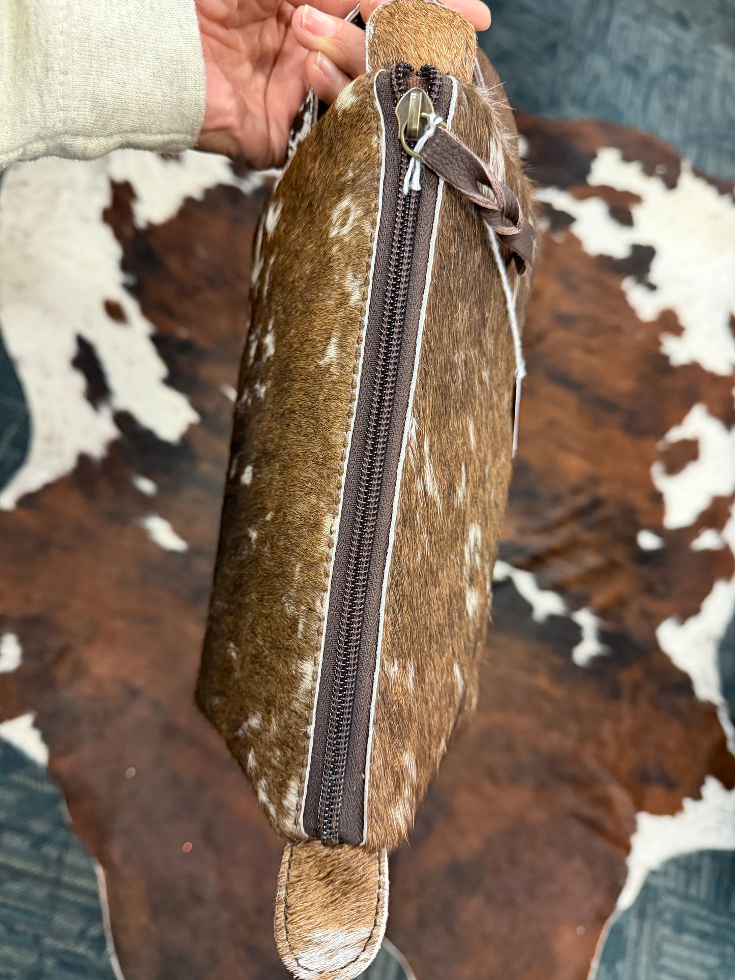 Dark Brown Cowhide Toiletry Bag 1