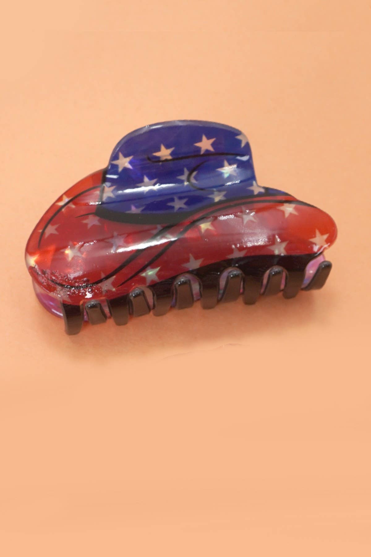 WESTERN COWGIRL BOOT HAIR CLAW CLIPS  40H569: COW WHITE