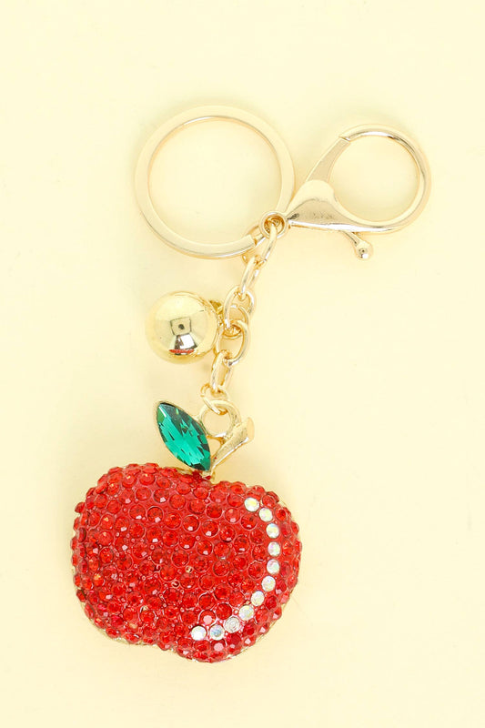 Red Crystal Rhinestone Apple Keychain