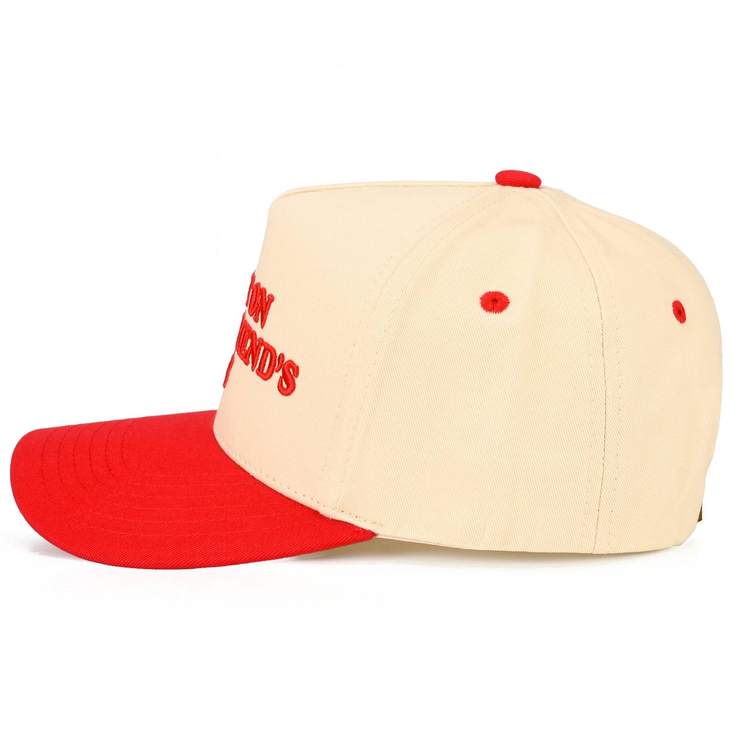 C.C PUT IT ON MY BOYFRIEND'S TAB Letter Two Tone Trucker Hat: Red