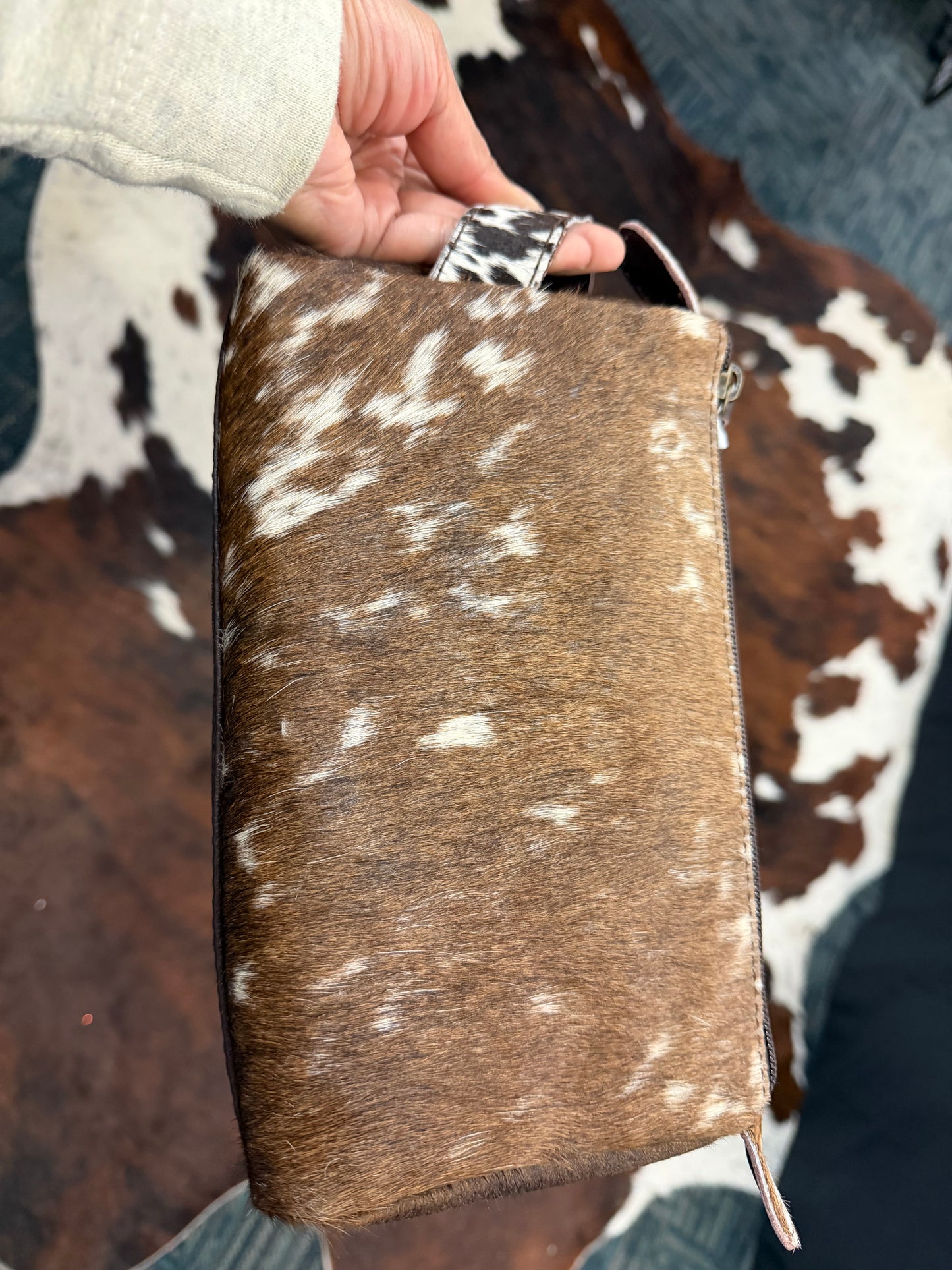 Dark Brown Cowhide Toiletry Bag 1