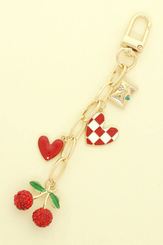 Spring Love Theme Enamel Bag Charm Chain with Snap Hook
