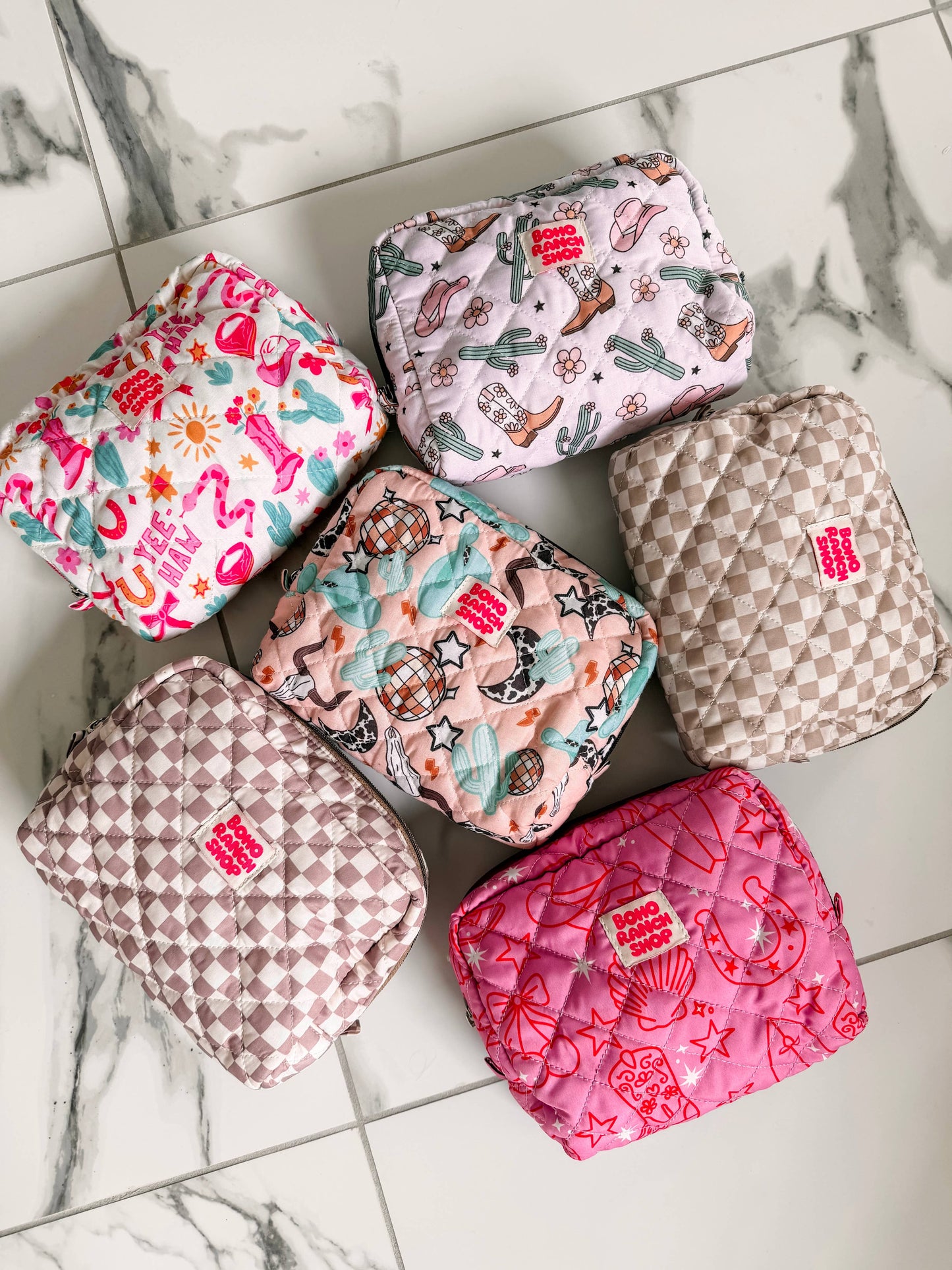 Fabric Western Makeup Bag Organizer | Cowgirl Cosmetic Bag : RODEO BARBIE