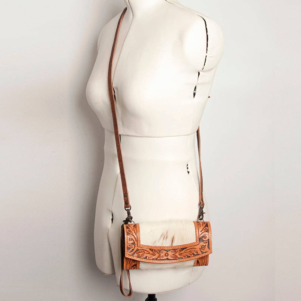 ADBG518 Cowhide Wallet Bag with Turquoise Hand-Painted Leather Accents: ADBG518JAU