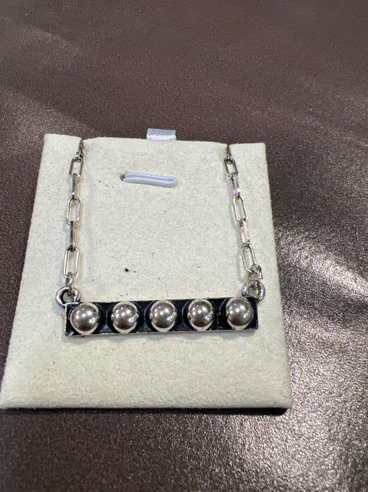 Silver Studded Bar Necklace