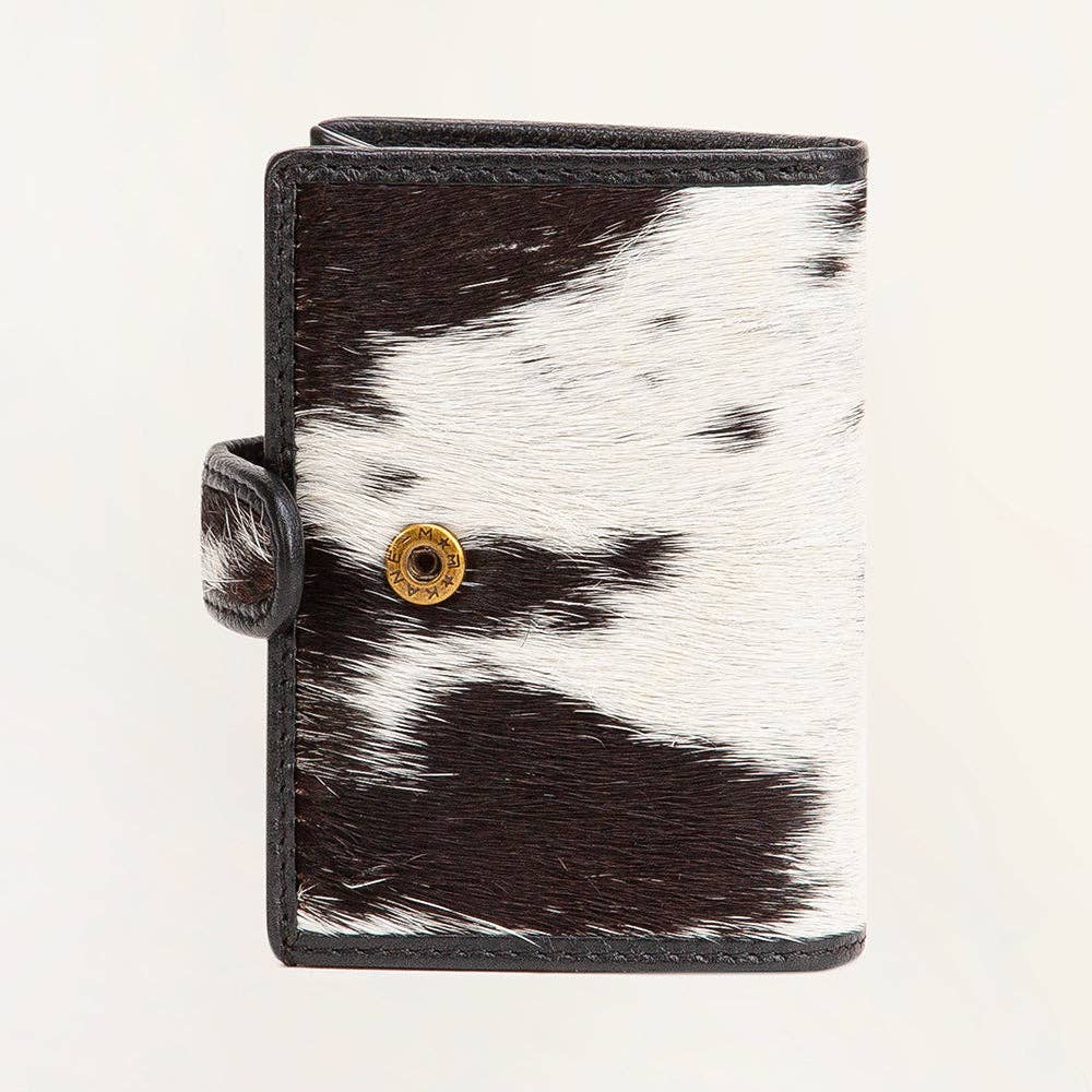 Loyal West My Prairie Credit Card Holder: Black And White Cowhide