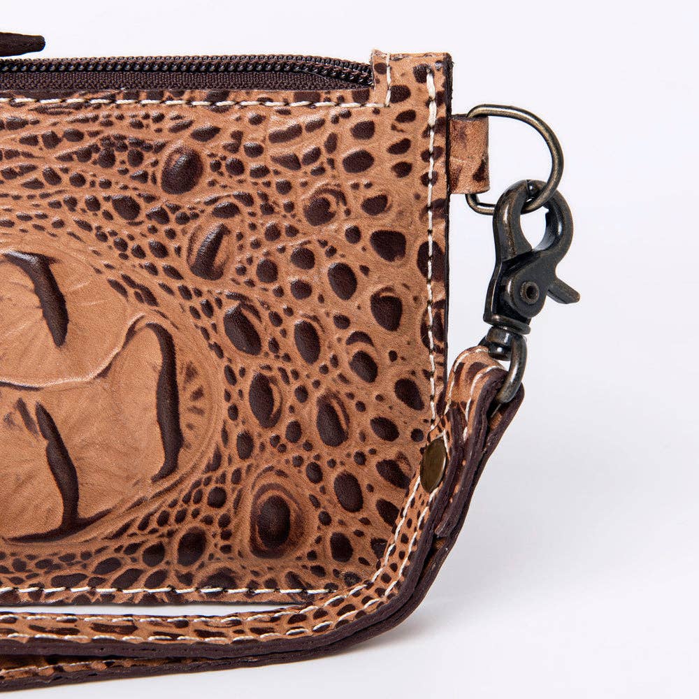 ADBG961 Croc-Embossed Leather Wristlet with Zip Pocket & Strap: ADBG961B