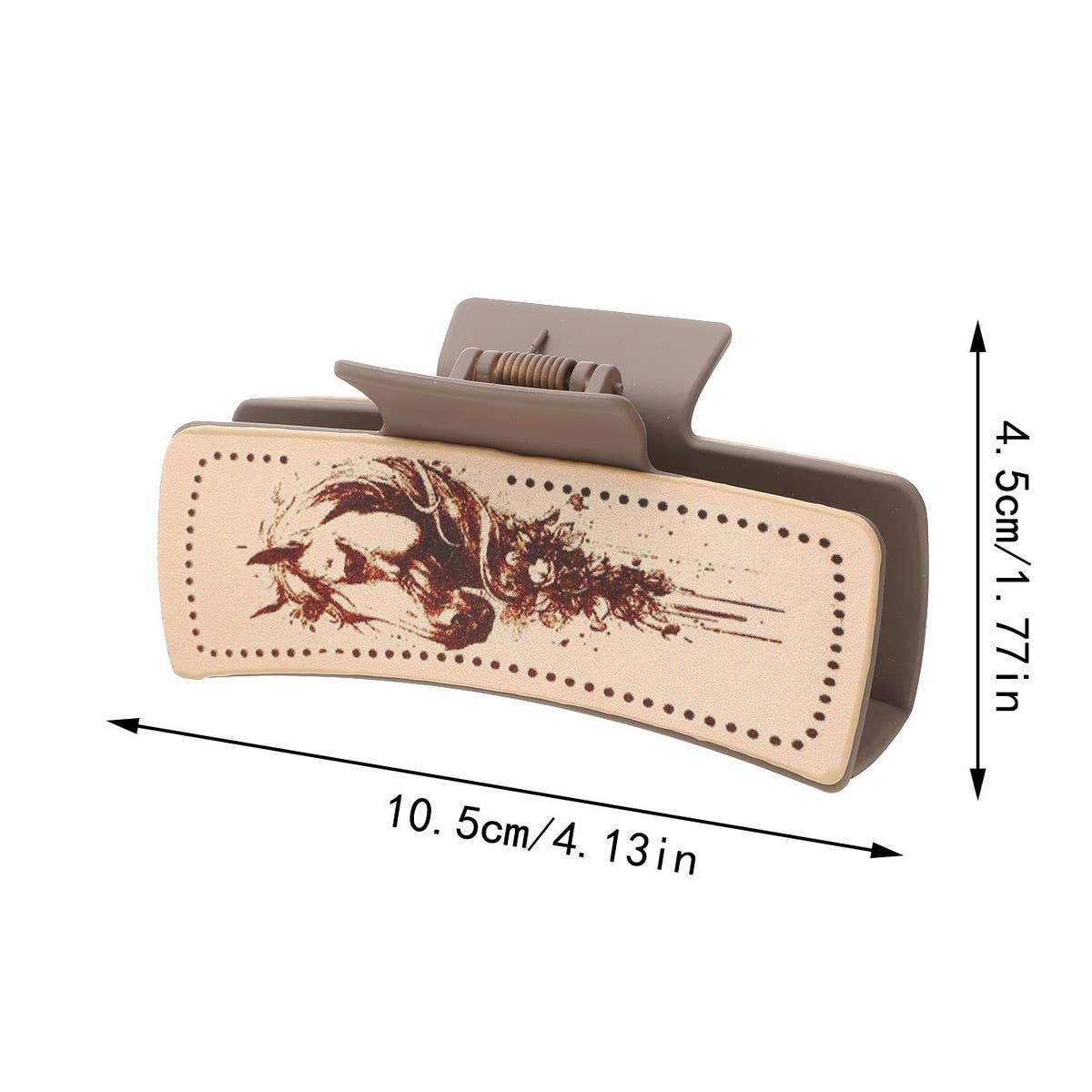 Cactus Print Leather Hair Claw Clip, Western Style_CWAHA0606: TYPE1 / (OS) 3