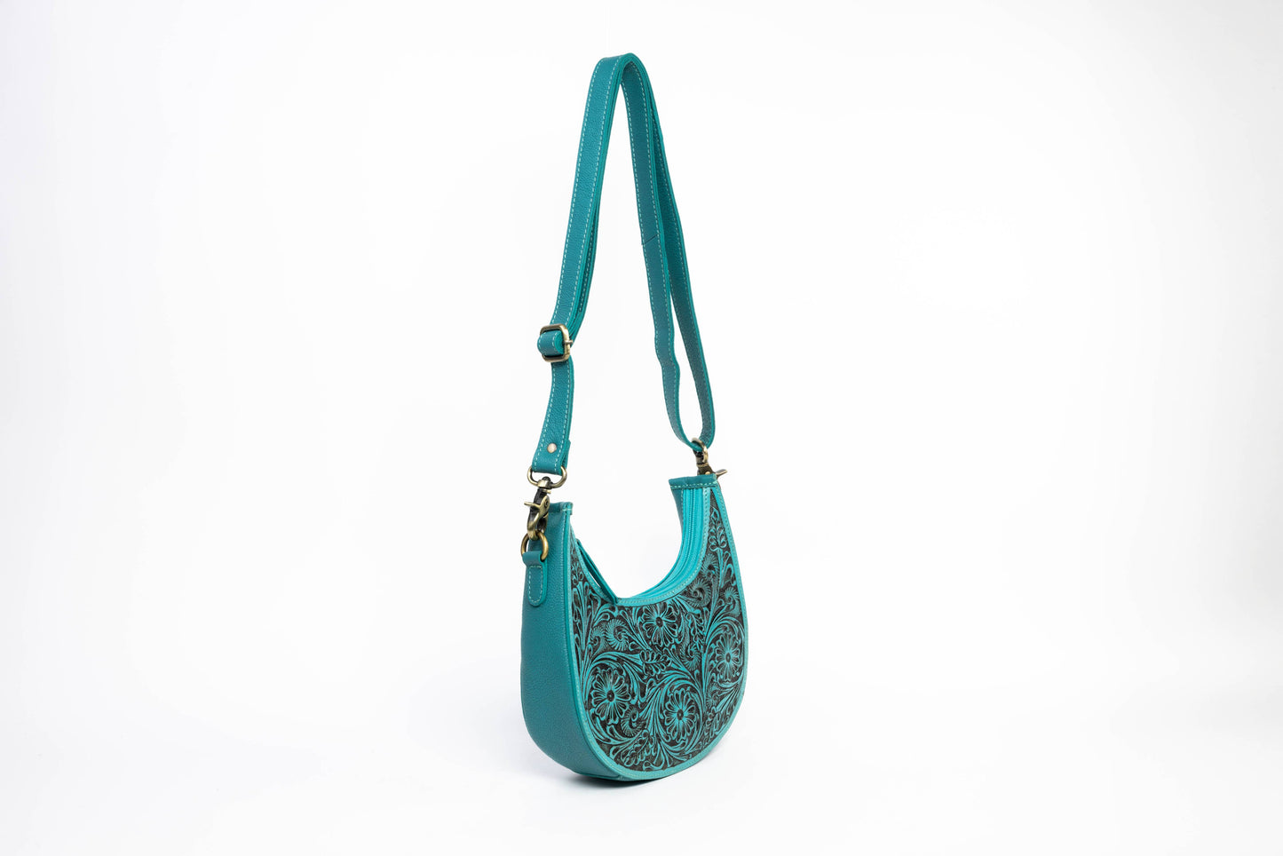 Turquoise Half-Moon Leather Shoulder Bag ABHB 18-25210
