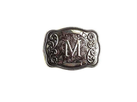 Western Filigree Initial Belt Buckle: M