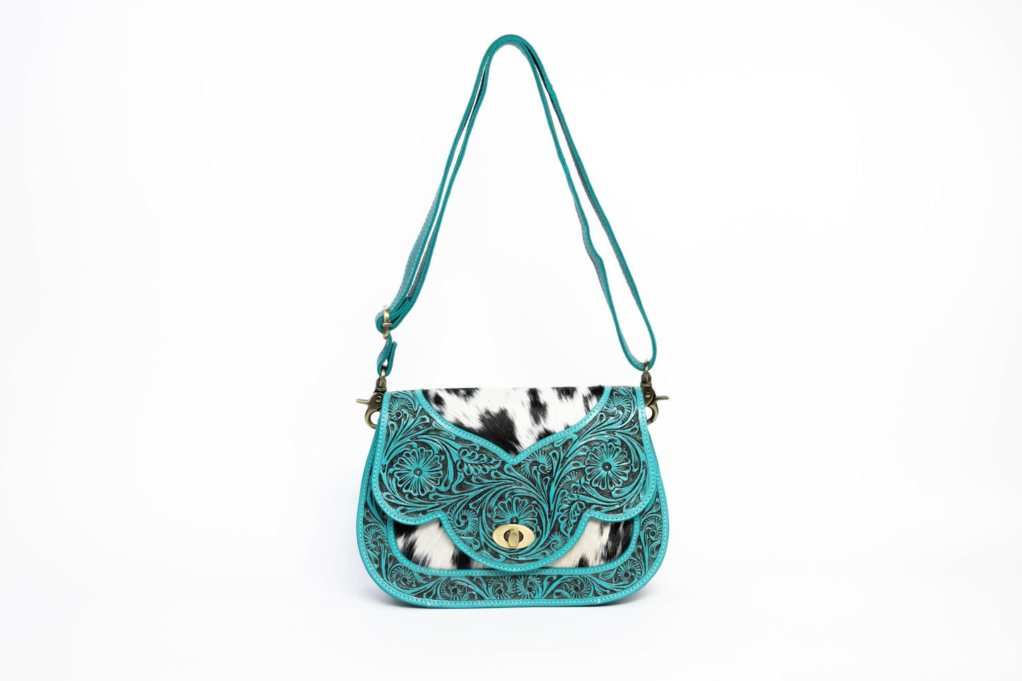 Turquoise Scalloped Flap Leather Purse ABHB 18-25204