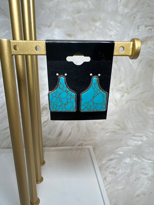 Cartle Tag Turquoise Earrings