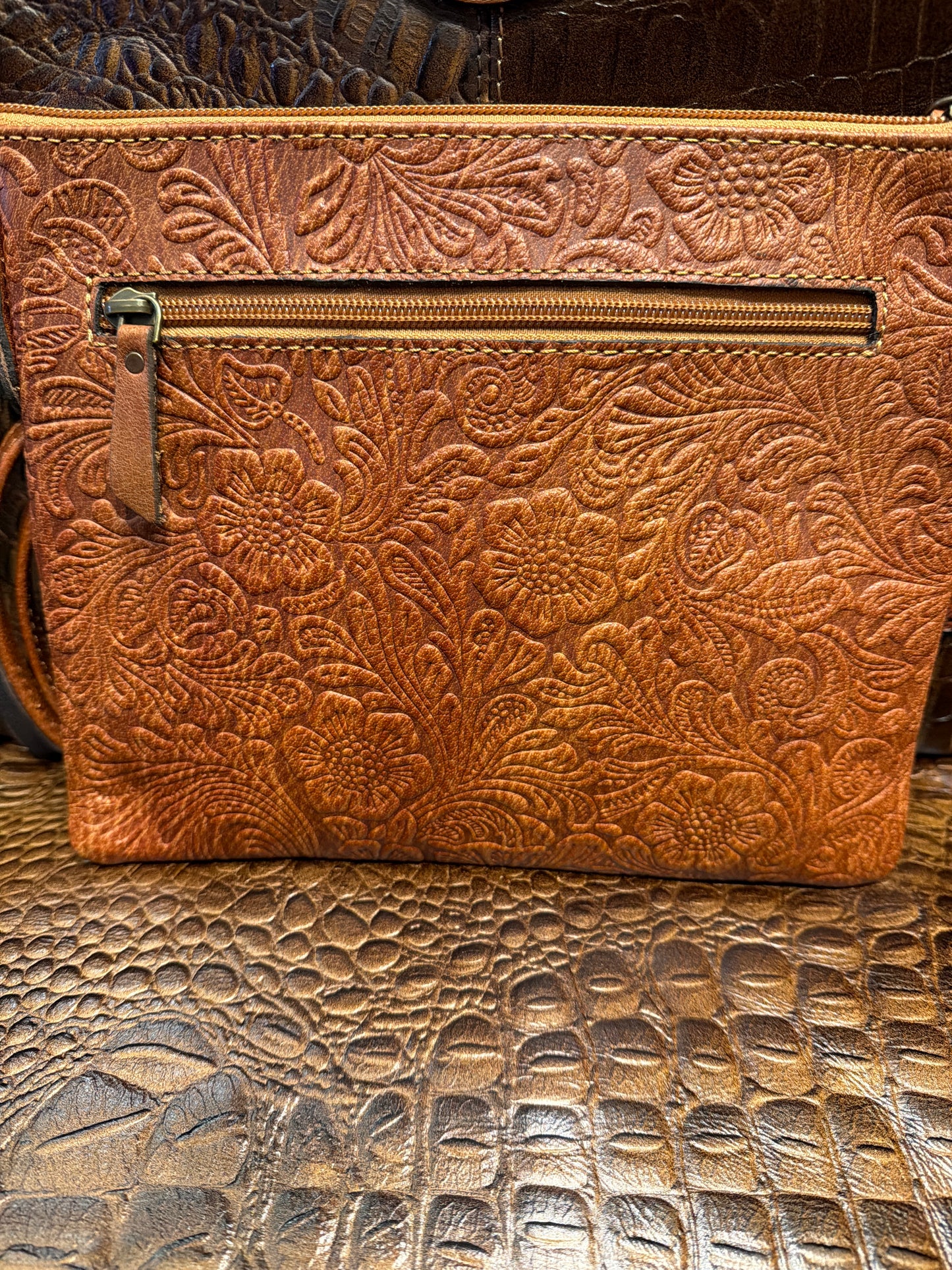 Frontier Flora Hand Tooled Crossbody Bag