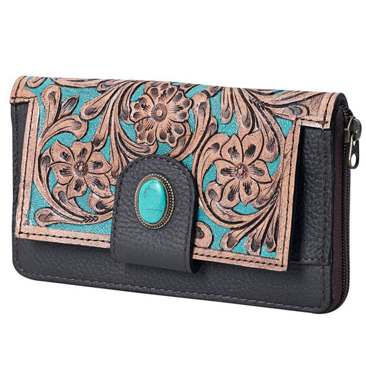 KBG103 Wallet Genuine Leather With Turquoise Stone