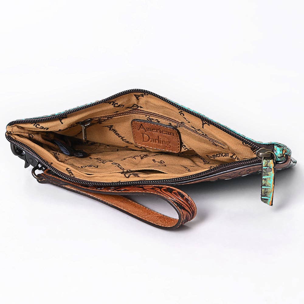 ADBG1616 American Darling Western Leather Wristlet Bag with Hand-Tooled Detailing & Premium Craftsmanship: ADBG1616