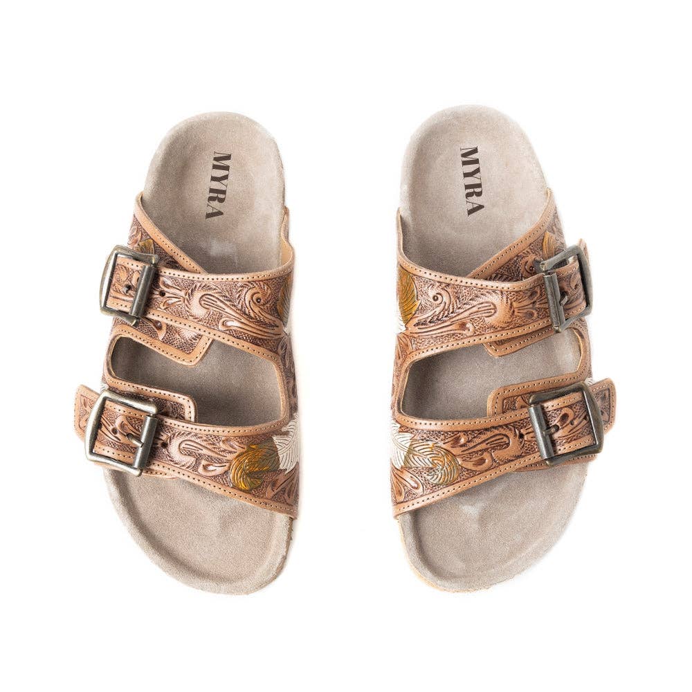 Falling Feather Sandals In Dark Brown: Dark Brown / 7