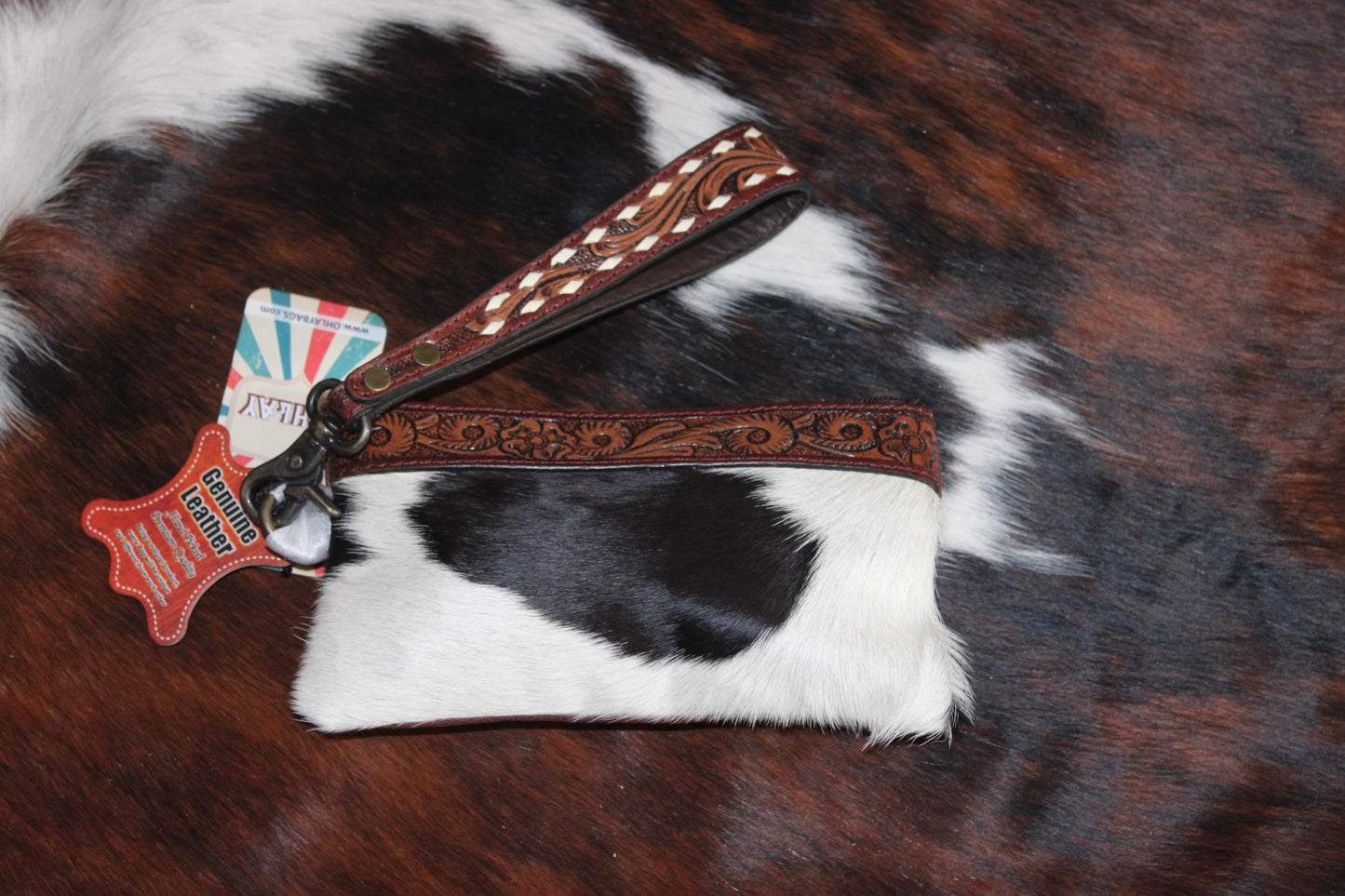 The Rodeo Leather with Cowhide Wristlet - KBG275 D