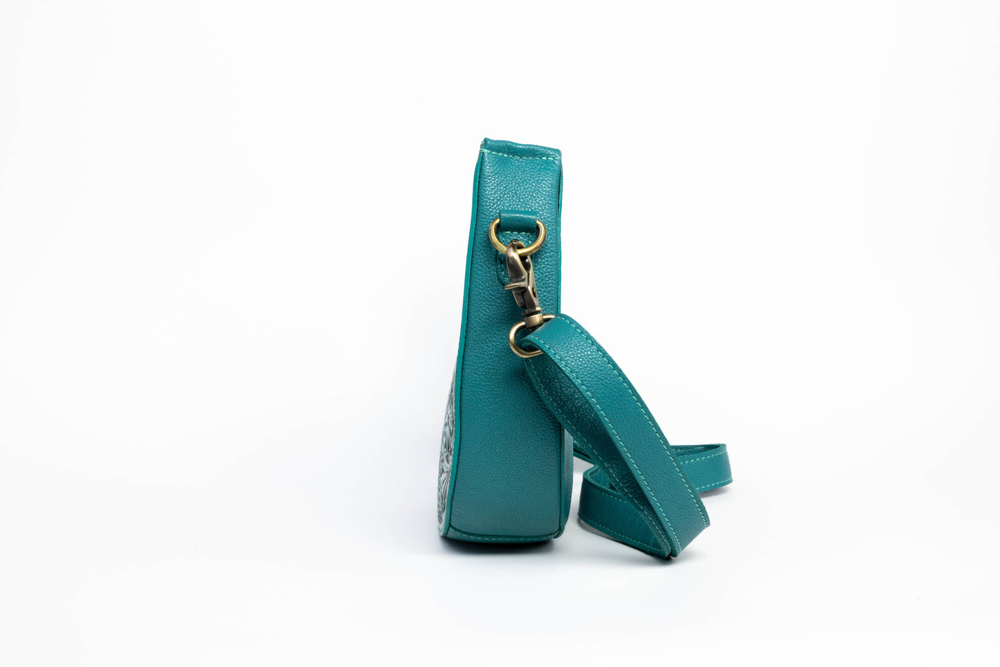 Turquoise Half-Moon Leather Shoulder Bag ABHB 18-25210