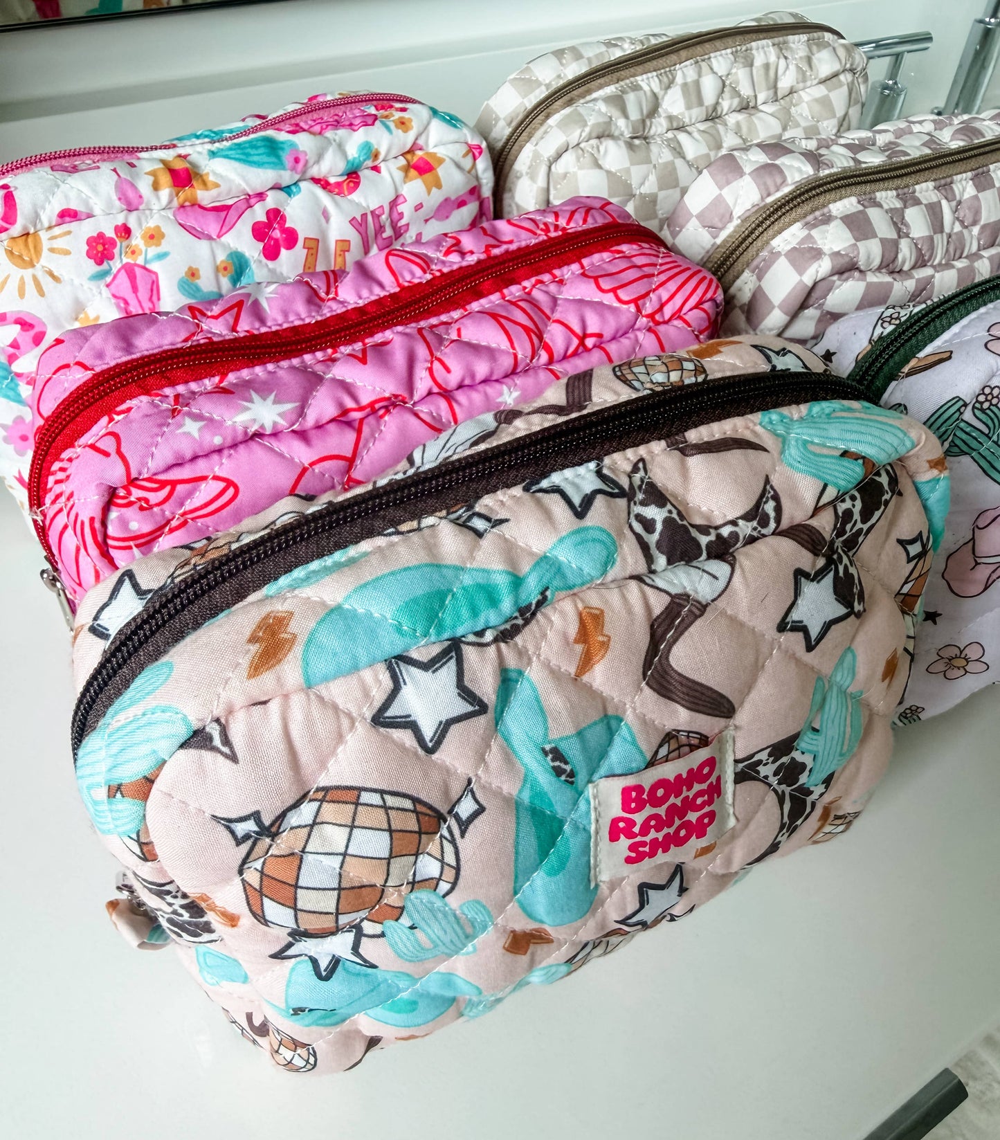 Fabric Western Makeup Bag Organizer | Cowgirl Cosmetic Bag : RODEO BARBIE