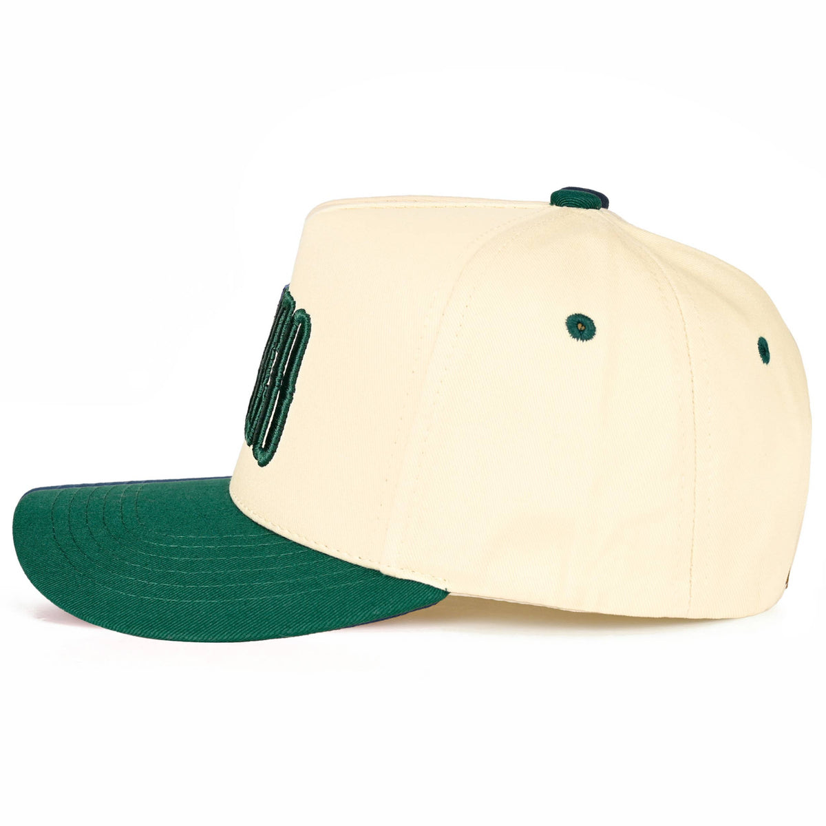 C.C RODEO Letter Embroidered Snapback Trucker Hat: Light Denim